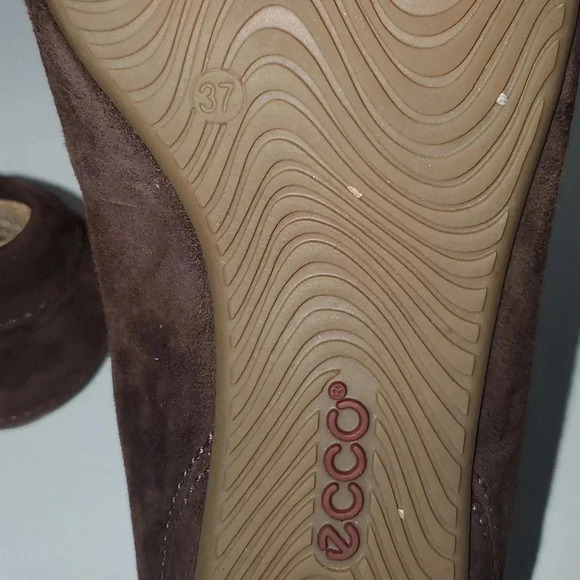 ECCO BUCKLE BALLERINA FLATS SUEDE COFFEE ESPRESSO BROWN WOMENS 37 - Picture 14 of 14